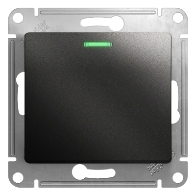 Выключатель одноклавишный с подсветкой SE Glossa Антрацит, GSL000713
