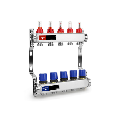 Распределительный коллектор (группа) с расходомерами Varmega VMMG01-061505 ВР 1", на 5 контуров 3/4"