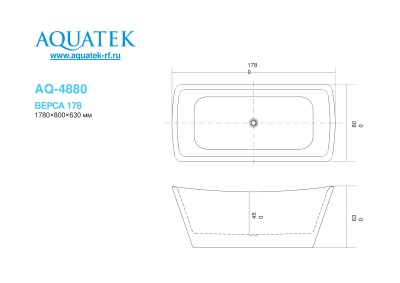 Ванна акриловая отдельностоящая Aquatek Верса 178х80