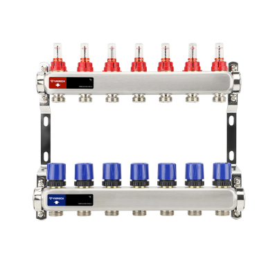 Распределительный коллектор (группа) с расходомерами Varmega VMMG01-061507 ВР 1", на 7 контуров 3/4"