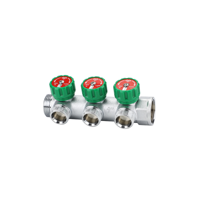 Коллектор регулирующий Varmega VMMM01-C06153, 1", на 3 выхода 3/4"ЕК, хромированный
