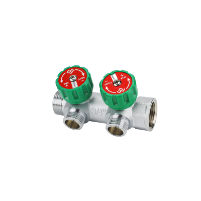 Коллектор регулирующий Varmega VMMM01-C05042, 3/4", на 2 выхода 1/2", хромированный