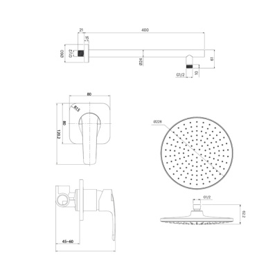 Душевая система Iddis Optima Home OPHBL01i66, черный матовый