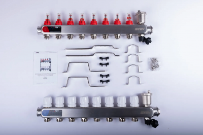 Коллекторная группа из нержавеющей стали FDV 1", 8х3/4"ЕК с расходомерами S1103C-2/8