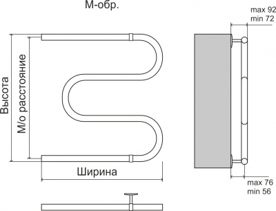 Полотенцесушитель водяной Terminus Эконом М-обр AISI 25 500х600