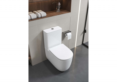 Унитаз-компакт напольный Aquatek Optima Plus AQ4452-00 безободковый, с сиденьем микролифт