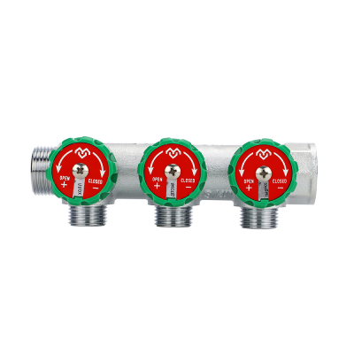 Коллектор регулирующий Varmega VMMM01-C05153, 3/4", на 3 выхода 3/4"ЕК, хромированный