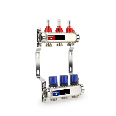 Распределительный коллектор (группа) с расходомерами Varmega VMMG01-061503 ВР 1", на 3 контура 3/4" 