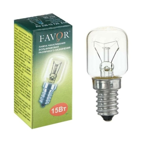 Лампочка для холодильника/солевой лампы FAVOR РН 15вт T26 230в E14 8108004