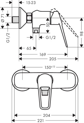 Смеситель для душа hansgrohe Novus Loop, 71360000